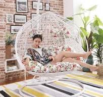 Hanging Chair Basket Swing Outdoor Rattan Chair Leisure Lazy Indoor Balcony Hammock Rocking Chair Rocking Chair Double White With Armrest