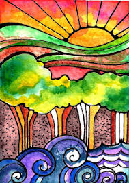 4th Grade Robin Mead Landscapes Whimsical Art Colorful Art Art