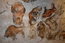 Reproduction Of A Paleolithic Cave Painting Of Bisons From The Altamira Cave Cantabria Spain Repli Cave Paintings Prehistoric Cave Paintings Paleolithic Art