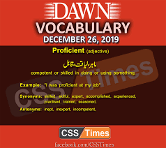 Lacking in fitness or aptitude: Daily English Vocabulary With Urdu Meaning 26 December 2019