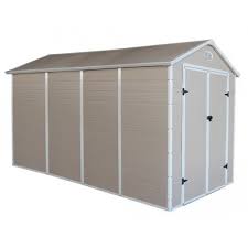 abri de jardin en resine beige 6 99m kit de fondation jobu abri de jardin abri abri jardin resine