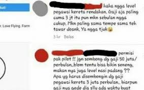 Dalam masa anggota 7 bulan. Ledek Gaji Pegawai Kereta Api Akun Ngaku Pilot Sriwijaya Air Ini Jadi Viral
