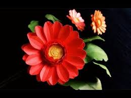 Abc Tv How To Make Gerbera Paper Flower With Shape Punch Craft Tutorial Paper Flowers Gerbera Flower Paper Flower Template