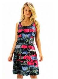 Tango Mango Swarovski Rhinestone Ruffle Dress Pink Blue And Black Print Golf Dresses Dresses Ladies Golf Clothes