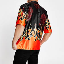 mens river island jaded london black flame regular fit shirt