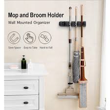 It also features hooks for hanging smaller items. 2 Pack Mop Broom Holder Broom Organizer Key Rack Towel Hooks Wall Closet Mounted Organizer Brooms Mops Rakes Garage Storage Organization Walmart Com Walmart Com