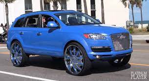 Pearl Blue Audi Q7 On 30 Inch Wheels Audi Q7 Audi Blue