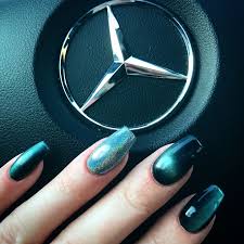 Coffin Nails Cateye Green Mercedes Benz Cat Eye Nails Green Nails Nails