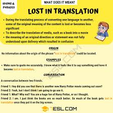 Lost In Translation Meaning With Useful Example Conversations 7 E S L Lost In Translation Lost In Translation Meaning Meant To Be