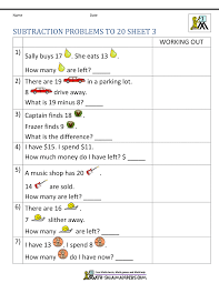 Content filed under the addition word problems category. 1st Grade Subtraction Word Problems Up To 20