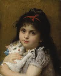 Girl With A Kitten by Leon-jean-basile Perrault
