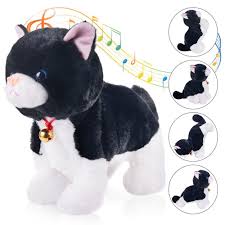 Black Cat Kitty Plush Stuffed Animal Interactive Robot Toys Pet Kids Xmas Gift Marsjoy Stuffed Animal Cat Plush Stuffed Animals Cat Plush
