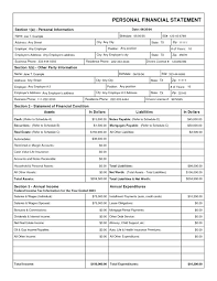 Financial Statement Examples Samples Blank Personal Financial ...