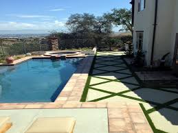 You've already got grass growing between your pavers, so the thought of prevention is out. Artificial Grass Synthetic Lawn Swimming Pool Ideas Del Rio California