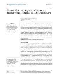 Pdf Reduced Life Expectancy Seen In Hereditary Diseases Which Predispose To Early Onset Tumors