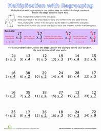 multiplication with regrouping worksheet education com