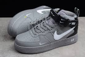 Buy Nike Air Force 1 Af1 Mid 07 Lv8 Wolf Grey White Black Sneakers Online 2 Ladiessneakersonline Nike Air Shoes Sneakers Men Fashion Black Sneakers