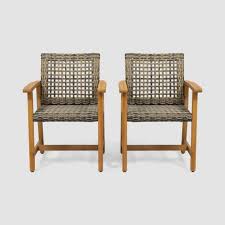 What are the shipping options for wicker patio chairs? Hampton 2pk Acacia Wood Wicker Dining Chairs Natural Gray Christopher Knight Home Target