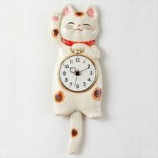 Lucky Cat Japanese Seto Ware Porcelain Manekineko Wall Pendulum Clock For Gift Fashion Home Garden Homedcor Clocks Eba Kit Cat Clock Lucky Cat Cat Clock