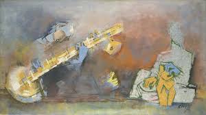 M F Husain Untitled Sitar Player Art Indian Artist Asian Art