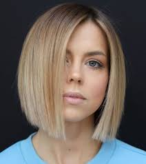 Mid Length Blunt Bob With Off Centre Part In 2020 Medium Bob Hairstyles Thick Hair Styles Short Bob Hairstyles
