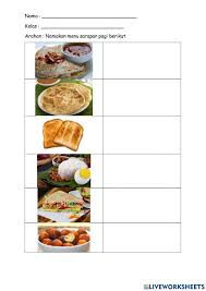 Padahal ada banyak menu praktis yang bisa dibuat untuk sarapan. Penyediaan Sajian Hidangan Sarapan Pagi Interactive Worksheet