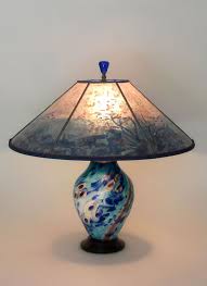 Under The Sea Art Glass Table Lamp And Lamp Shade Sue Johnson Custom Lamps Shades In 2020 Art Glass Table Lamp Custom Lamp Shades Lamps And Lamp Shades