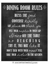 But a good rug can bring color. Free Chalkboard Printable For Your Dining Room Room Rules Dining Dining Etiquette