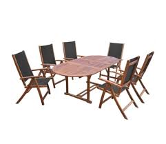 The dark oil finished surface is also easy to clean with a damp cloth. Vidaxl 7 Piece Outdoor Dining Set Solid Acacia Wood Vidaxl Com