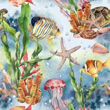 You can browse coral reef painting samples from real customers and artists. Watercolor Seamless Pattern With Laminaria Branch Coral Reef Stock Photo Picture And Royalty Free Image Image 125236574