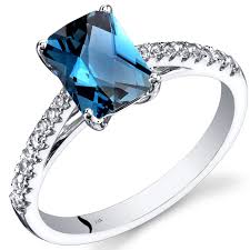 14k white gold london blue topaz ring radiant cut 1 75 carats sizes 5 to 9