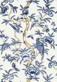 T14224 Blue And White Wallpaper Thibaut Wallpaper Coral Wallpaper