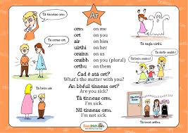 preposition ar wall chart easyirish com