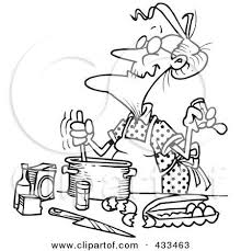 Royalty Free Rf Clipart Illustration Of Coloring Page Line Art Of An Old Woman Baking By Toonaday Coloring Pages Art Bird Drawings
