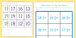 You can play against the computer or against someone next to you. Subtraction Tic Tac Toe To Twenty Game
