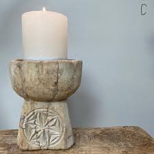 Tree branch wood candle holders. Vintage Wood Candle Holder
