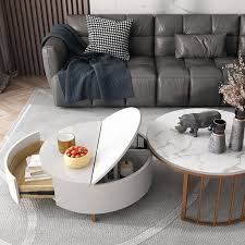 Rating 4.60089 out of 5 (890) from £. Moderner Weisser Runder Couchtisch Mit Aufbewahrungsmoglichkeit Aus Holz Rotierender Marmor Nesting Couchtisch In Rotgold 2er Set In 2021 Wohnzimmertische Weisser Runder Couchtisch Runder Kaffeetisch