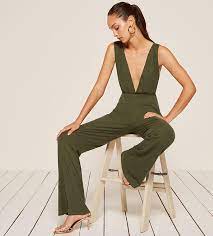 Reformation Synthetic Vice Jumpsuit In Army Green Lyst