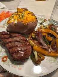 Filet of beef fresh veggies sweet baked potato for supper!!🤗