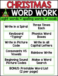Christmas Word Work Christmas Spelling Activities Editable Tpt