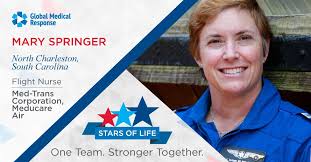 Med-Trans Flight Nurse, Mary Springer, has been honored as a Star of Life.  Congratulations Mary!
