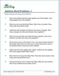 Printables for first grade math. 1st Grade Word Problem Worksheets Free And Printable Word Problem Worksheets Addition Words Word Problems