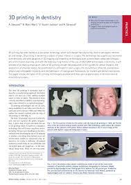 Pdf 3d Printing In Dentistry