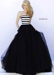 Ball Gown Black And White Prom Dress Black And White Striped Ballgown Sherri Hill 32174 Vestidos De Fiesta Vestidos De Noche Vestidos