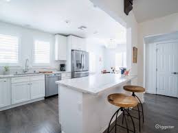 This kitchen decoration is perfectly suits for people who have distinctive and sophisticated. Mid Century Modern Open White Kitchen Backyard Rent This Location On Giggster