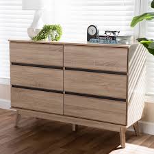 Browse our wide selection of light wood dressers and bring effortless style to your home with beautiful modern furniture and decor. Baxton Studio Miren Mid Century Modern Light Oak Dark Grey 6 Drawer Dresser Secod5015 Hana Oak Dark Grey 6dw Dresser