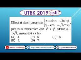 Soal Asli Utbk 2019 Matematika Saintek Nilai Maksimum Fungsi Trigonometri Youtube Trigonometri Matematika Persamaan