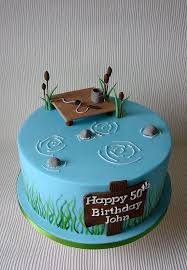 I made this fish birthday cake for my son (11 yrs.) and my husband's birthday (lost count!). Favorite Pastime Fish Cake Birthday Dad Birthday Cakes 50th Birthday Cake