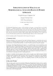 Pdf Implementation Of Malayalam Morphological Analyzer Based On Hybrid Approach