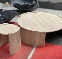 OEM ODM Minimalist Furniture Marble Center Table Side Roman White Beige  Travertine Stone Coffee Table for Living Room and Hall